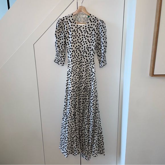 RIXO -- Polka-dot Evelyn Dress in White - Picture 3 of 6